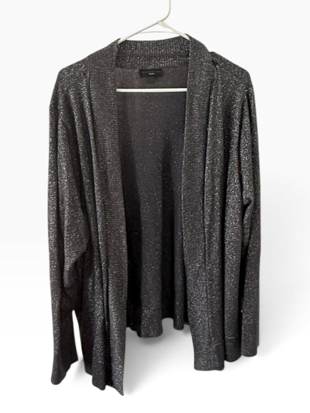 Worthington Women’s 3X Black Metallic Shimmer Open Front Cardigan